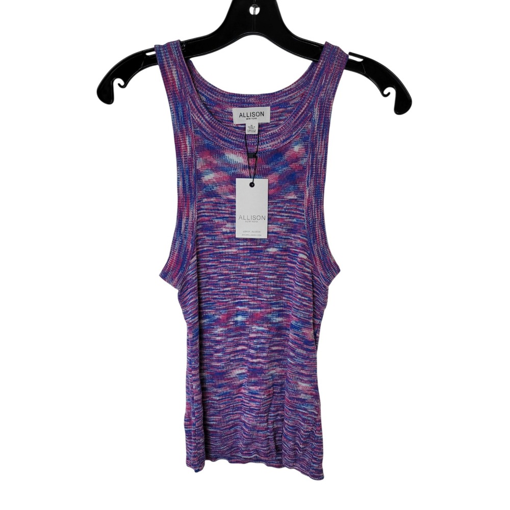 Allison New York Emma Tank Purple Pink Blue Space Dye Ribbed Knit Top Medium NEW